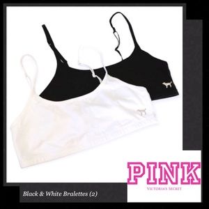 PINK BY VICTORIAS SECRET Black & White Bralettes (Set of 2)